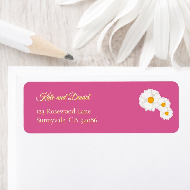 Etiqueta de dirección de devolución de boda floral (In situ)