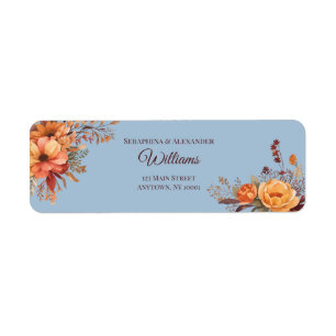 Etiqueta de dirección de devolución de boda floral