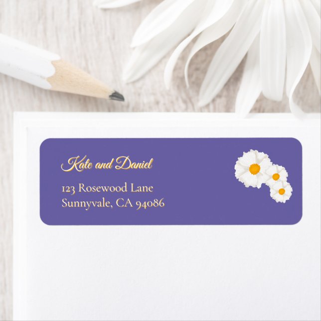 Etiqueta de dirección de devolución de boda floral (In situ)