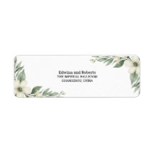 Etiqueta de dirección de devolución de boda floral