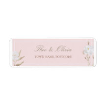 Etiqueta de dirección de devolución de boda floral