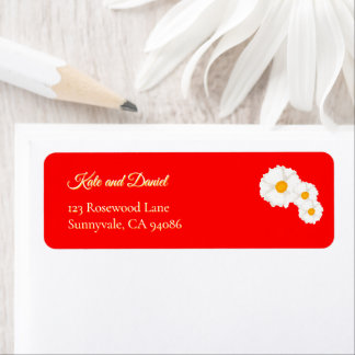 Etiqueta de dirección de devolución de boda floral