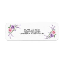 Etiqueta de dirección de devolución de boda floral