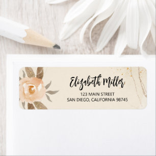 Etiqueta de dirección de devolución de boda floral