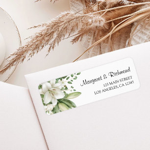 Etiqueta de dirección de devolución de boda floral