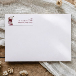 Etiqueta de dirección de devolución de boda floral
