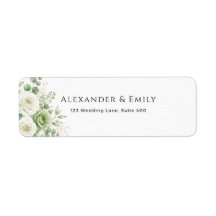 Etiqueta de dirección de devolución de boda floral