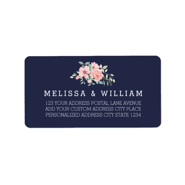 Etiqueta de dirección de devolución de boda floral (Frente)