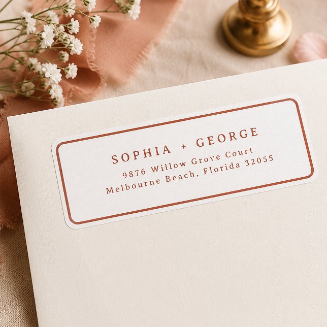 Etiqueta de dirección de devolución de boda minima (Return address label)