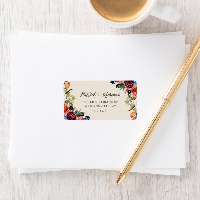 Etiqueta de dirección de devolución de boda Otoño  (In situ)