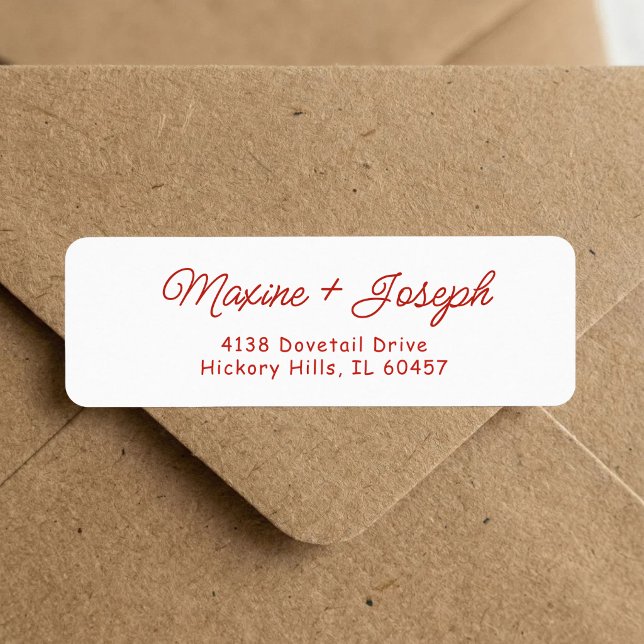 Etiqueta de dirección de devolución de boda Retro  (Retro red and white wedding return address label adds vintage flair to every envelope.)