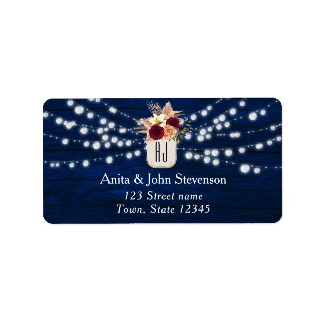 Etiqueta de dirección de devolución de boda rústic (Frente)