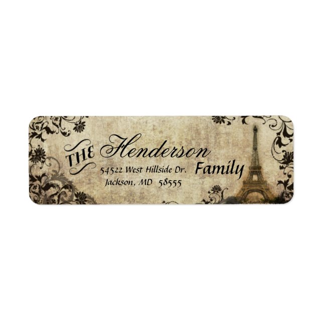 Etiqueta de dirección de devolución de bodas de bo (Frente)