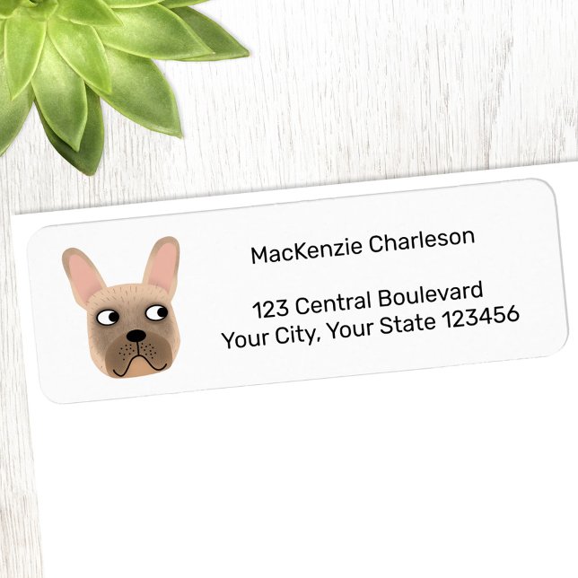 Etiqueta de dirección de devolución de Bulldog en  (French Bulldog fun return address label for dog lovers.)