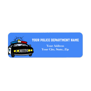 Etiqueta de dirección de devolución de coche polic