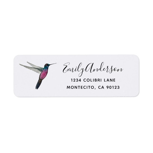 Etiqueta de dirección de devolución de Colibrí (Frente)