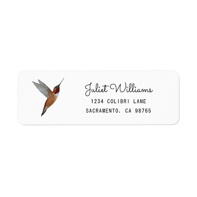 Etiqueta de dirección de devolución de Colibrí Ruf (Frente)