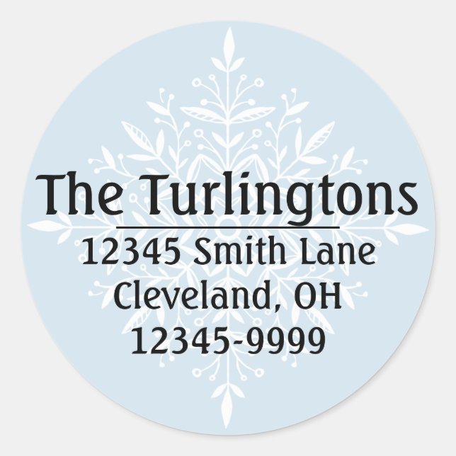 Etiqueta de dirección de devolución de copo de nie (Anverso)