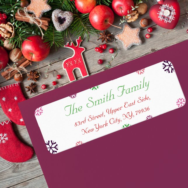Etiqueta de dirección de devolución de copos de ni (Custom Christmas Snowflakes Return Address Label)