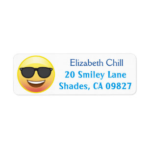 Etiqueta de dirección de devolución de Emoji feliz