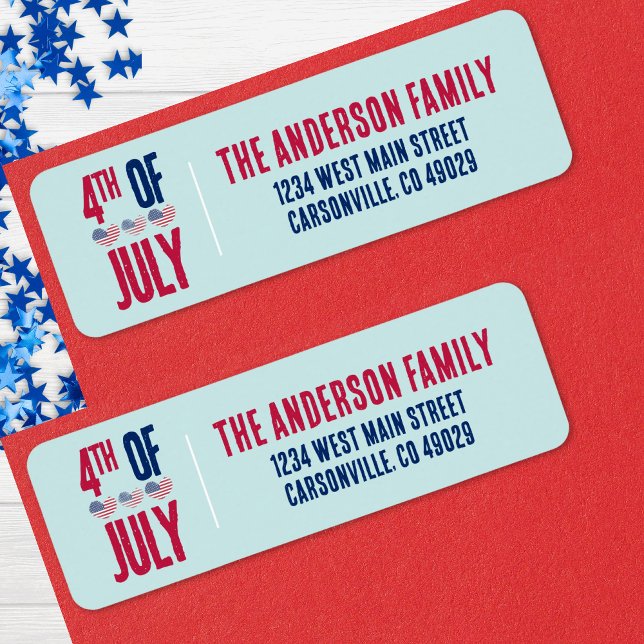 Etiqueta de dirección de devolución de fiesta del  (4th Of July Party Return Address label)