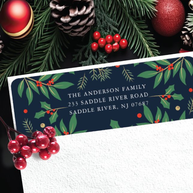 Etiqueta de dirección de devolución de flor Holly  (Subido por el creador)