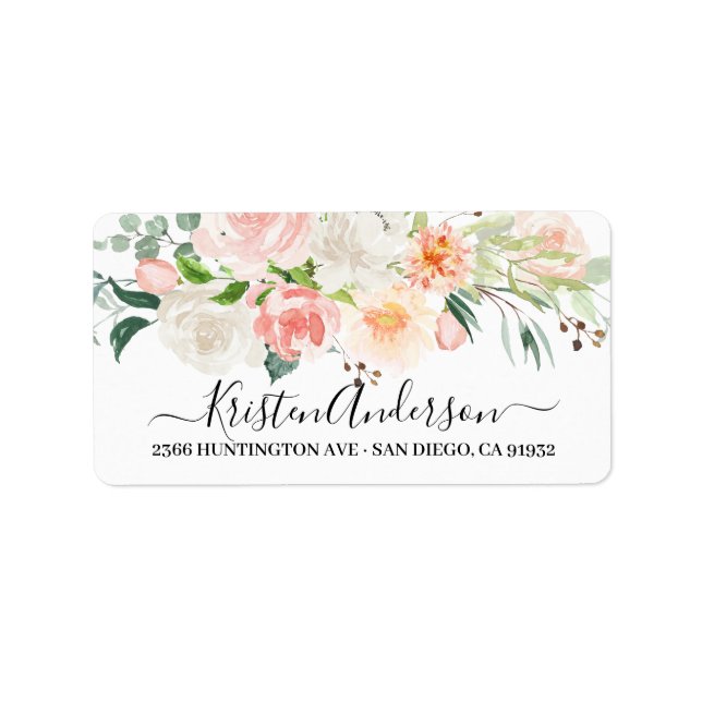 Etiqueta de dirección de devolución de Floral Acua (Frente)