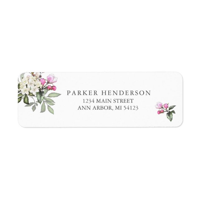 Etiqueta de dirección de devolución de floral rosa (Frente)