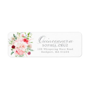 Etiqueta de dirección de devolución de floral rosa