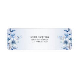 Etiqueta de dirección de devolución de flores azul