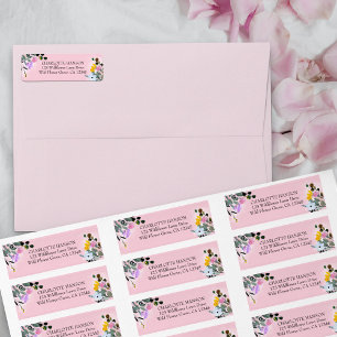 Etiqueta de dirección de devolución de flores silv