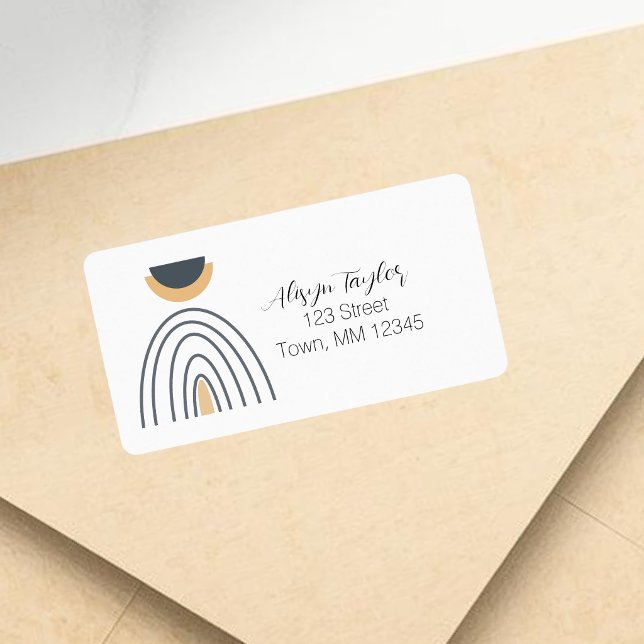 Etiqueta de dirección de devolución de forma geomé (Modern Abstract Geometric Minimalist Address Label)