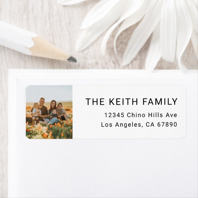 Etiqueta de dirección de devolución de foto famili (In situ)
