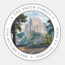 Etiqueta de dirección de devolución de foto redond