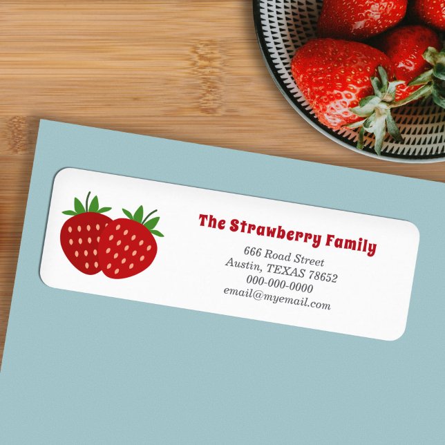 Etiqueta de dirección de devolución de fresa (Strawberry Return Address Label)