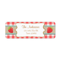 Etiqueta de dirección de devolución de fresa fruta