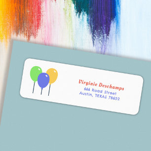 Etiqueta de dirección de devolución de globos colo