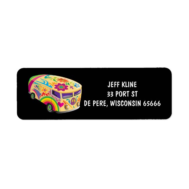 Etiqueta de dirección de devolución de HIPPIE VAN  (Frente)