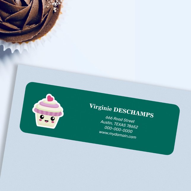 Etiqueta de dirección de devolución de Kawaii (Cupcake Kawaii Return Address Label)