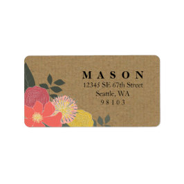 Etiqueta de dirección de devolución de Kraft flora