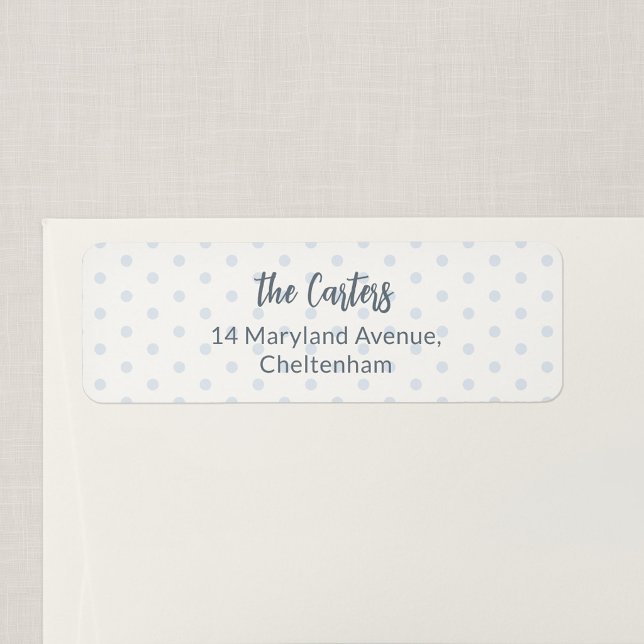 Etiqueta de dirección de devolución de lunares azu (Blue Polka Dot - Personalized Return Address Sticker)