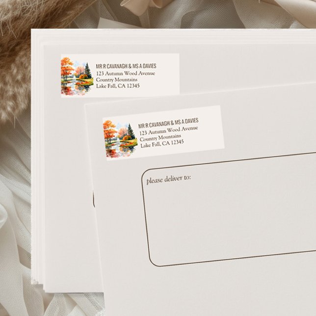 Etiqueta de dirección de devolución de madera neut (Return Address Labels from the Fall Lake Wedding Collection by Darling & May)