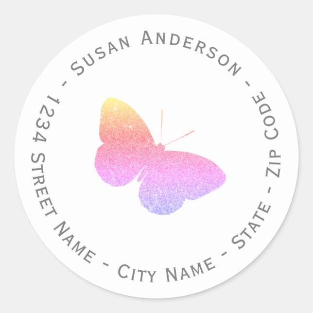 Etiqueta de dirección de devolución de mariposa de (Anverso)