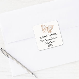 Etiqueta de dirección de devolución de mariposa se