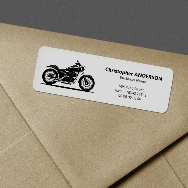 Etiqueta de dirección de devolución de motocicleta (Sleek Black Motorcycle Return Address Label)