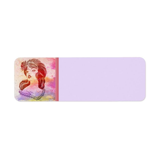 Etiqueta de dirección de devolución de mujer (Frente)