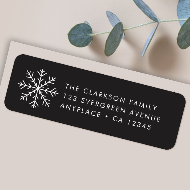 Etiqueta de dirección de devolución de Navidad | C (Simple snowflake Christmas return address labels for Holiday card mailing & festive gift parcels)
