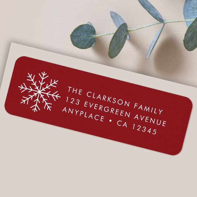 Etiqueta de dirección de devolución de Navidad | C (Simple snowflake Christmas return address labels for Holiday card mailing & festive gift parcels)