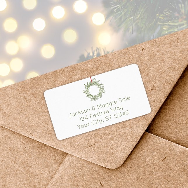 Etiqueta de dirección de devolución de Navidades d (Rustic Wreath Christmas Return Address Label
)