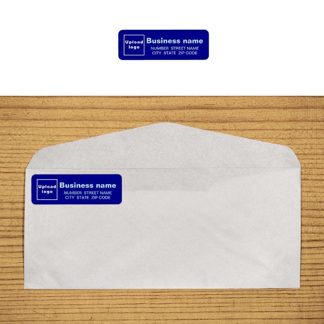Etiqueta de dirección de devolución de negocio azu (Blue business return address label on envelope)